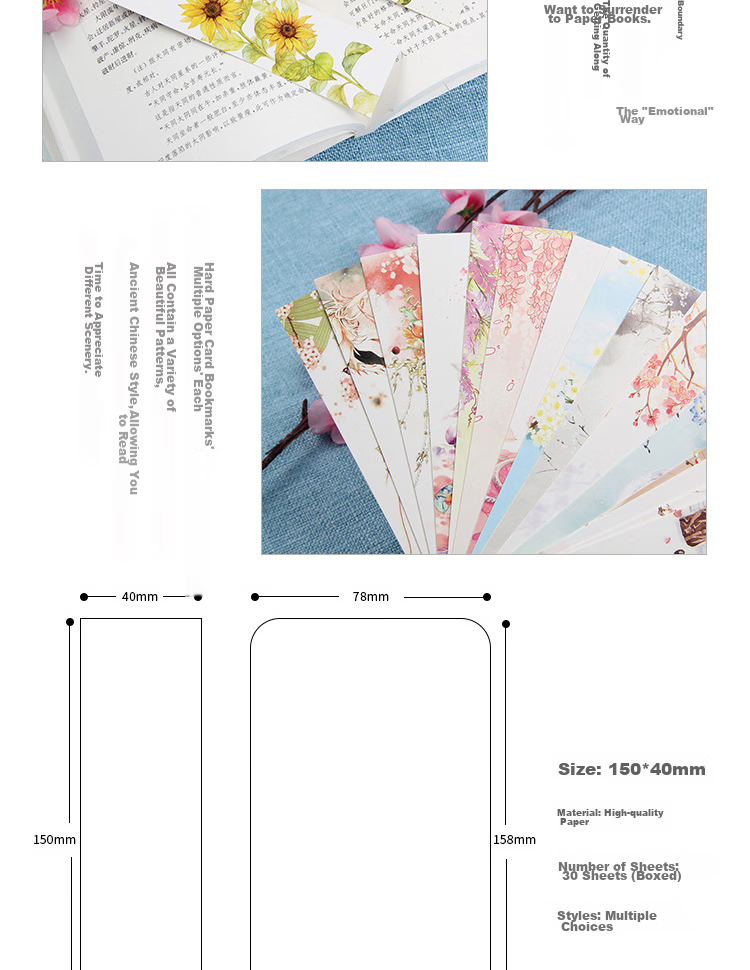 Yuhe Exquisite Boxed Paper Bookmarks, Creative Chinese Style Book Clips, Gift for Teachers And Students, Birthday Cards, Commemorative Small Gifts, 30 Pieces/box, 5184 National Heritage Beijing Opera 2