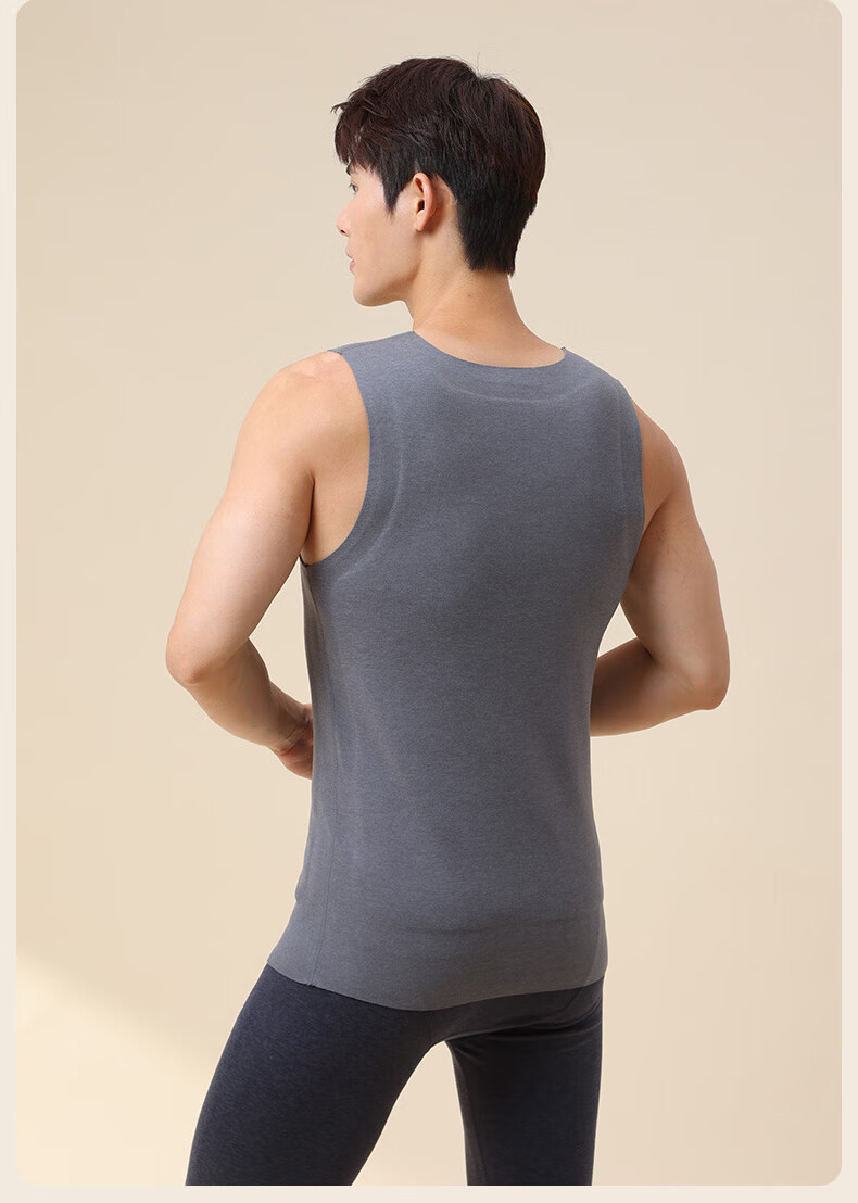LangSha Thermal Vest for Men [26 Autumn And Winter New Product], Fleece-Lined, Thickened, Heat-Generating, 100% Wool, Large Patch, Base Layer 21