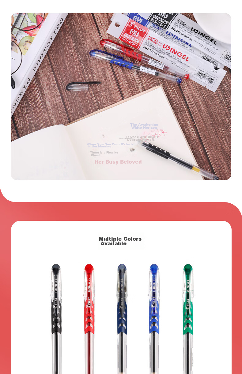 PILOT WG Gel Pen, Signature Pen, Water-Based Pen for Exam Practice, Smooth Rollerball Pen, Aesthetically Pleasing Office Supplies Stationery Set BL-WG 0.38mm Blue 6 Pcs 6