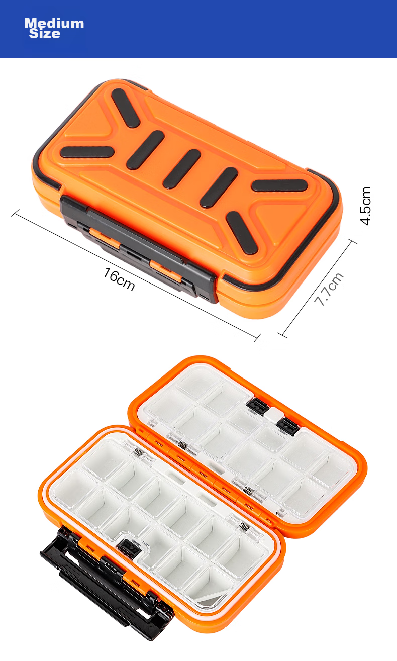 Xionghuo Portable Fishing Tackle Box, 20cm Multi-Functional Lure Box for Artificial Bait, Lead Skin, Fish Hooks, Space Beans, Figure-Eight Rings, Storage Box, Tool Box 7