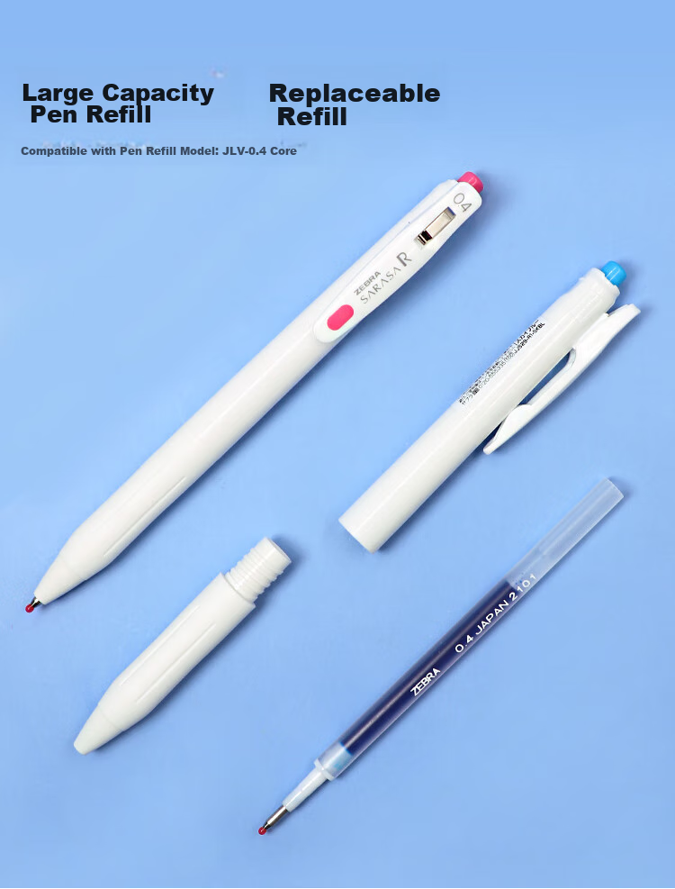 ZEBRA 0.4mm Retractable Bullet Tip Gel Pen, Colorful Student Drawing Signing Pen for Marking And Coloring, Journal Pen, Ink Pen, JJS29-R1, White Barrel with Dark Green Ink, Single Pe 6