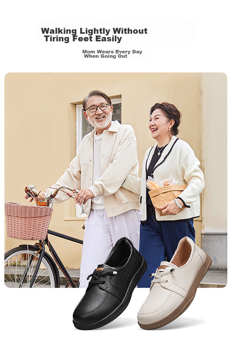 Zulijian Elderly Women's Shoes, Autumn Season, Shallow Mouth Flats, Casual Leather Shoes, Middle-Aged And Elderly Mom Shoes, 8691K Black, Size 37 18