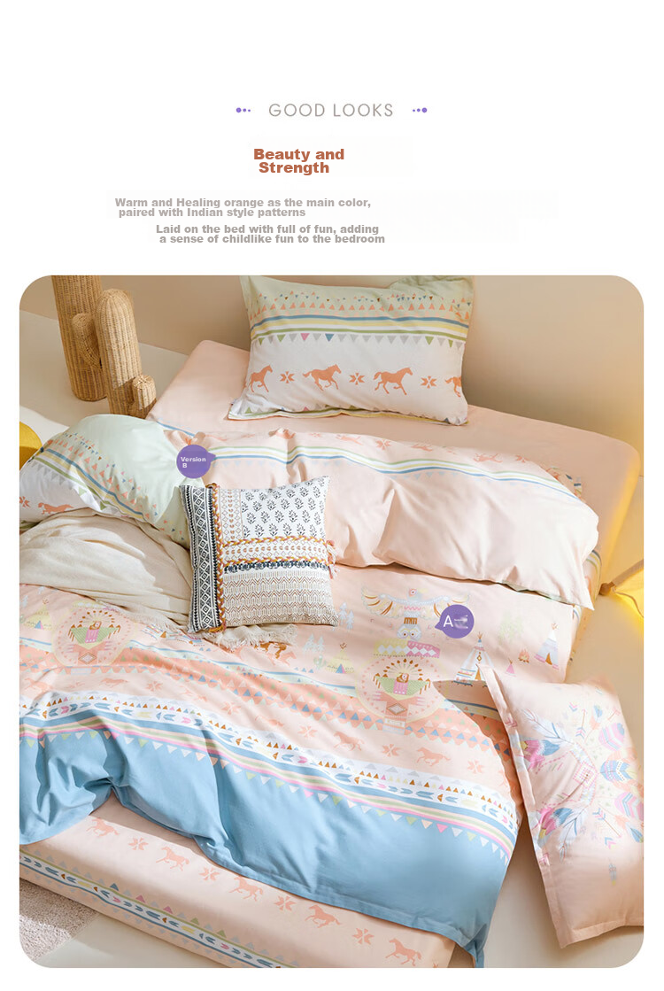 Luolaikids Three-Piece Set, Maternal And Infant Class A Pure Cotton Brushed Dormitory Single Bed Fitted Sheet, Duvet Cover, Pillowcase 11
