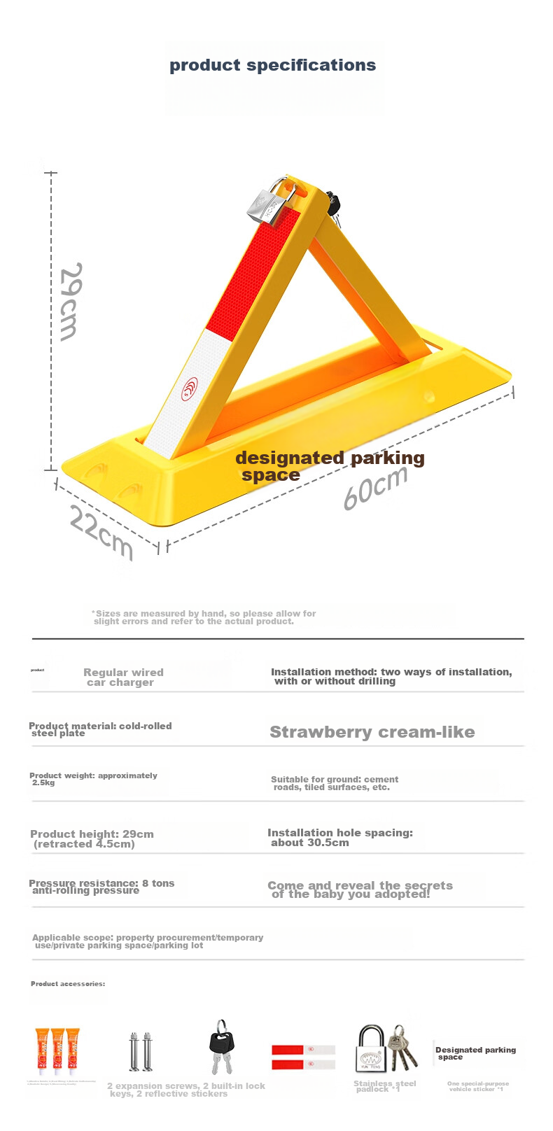 Puda Parking Space Lock, Thickened Anti-Pressure Garage Floor Lock, Parking Space Anti-Occupation Device 12