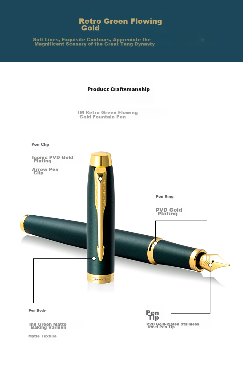 PARKER Fountain Pen And Ballpoint Pen IM Rational Black Gold Clip Ink Pen Gift Box for Gifting, Calligraphy Practice, Personal Use, High-Quality Fountain Pen Gift Box, Mid-Autumn Festival Gift for Friends, Baitiao Discount 6