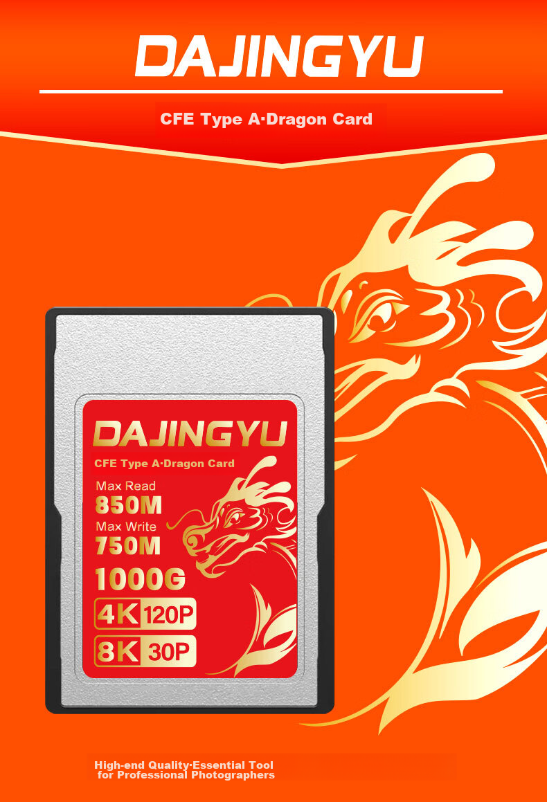 DAJINGYU Large Whale 512GB CFExpress Type A Memory Card, High-Speed Memory Card, Compatible with Sony A1, A7, FX3, FX6, A93, Sony Camera-Specific CFE A Card 1