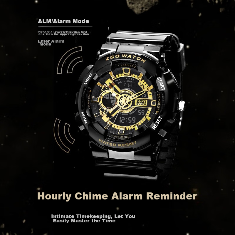 正港（ZGO）电子手表男学生防水运动电子表青少年初高中生腕表男孩礼物 851黑