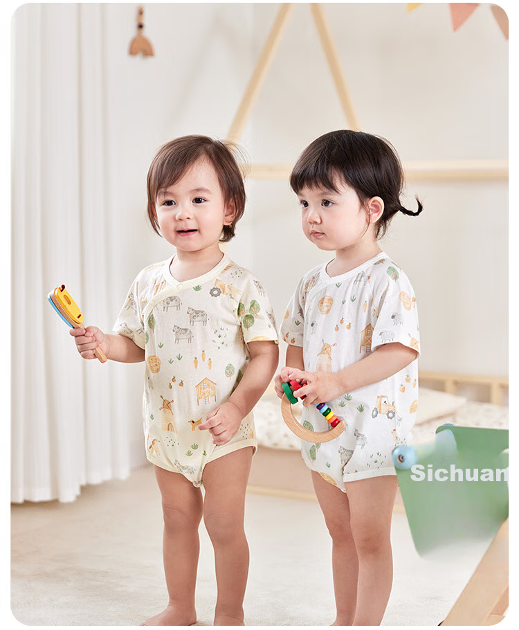 Wismorni Infant Short-Sleeve Bodysuit, Summer Thin Style, Baby Romper, Triangle Onesie, Summer Sleepwear 9