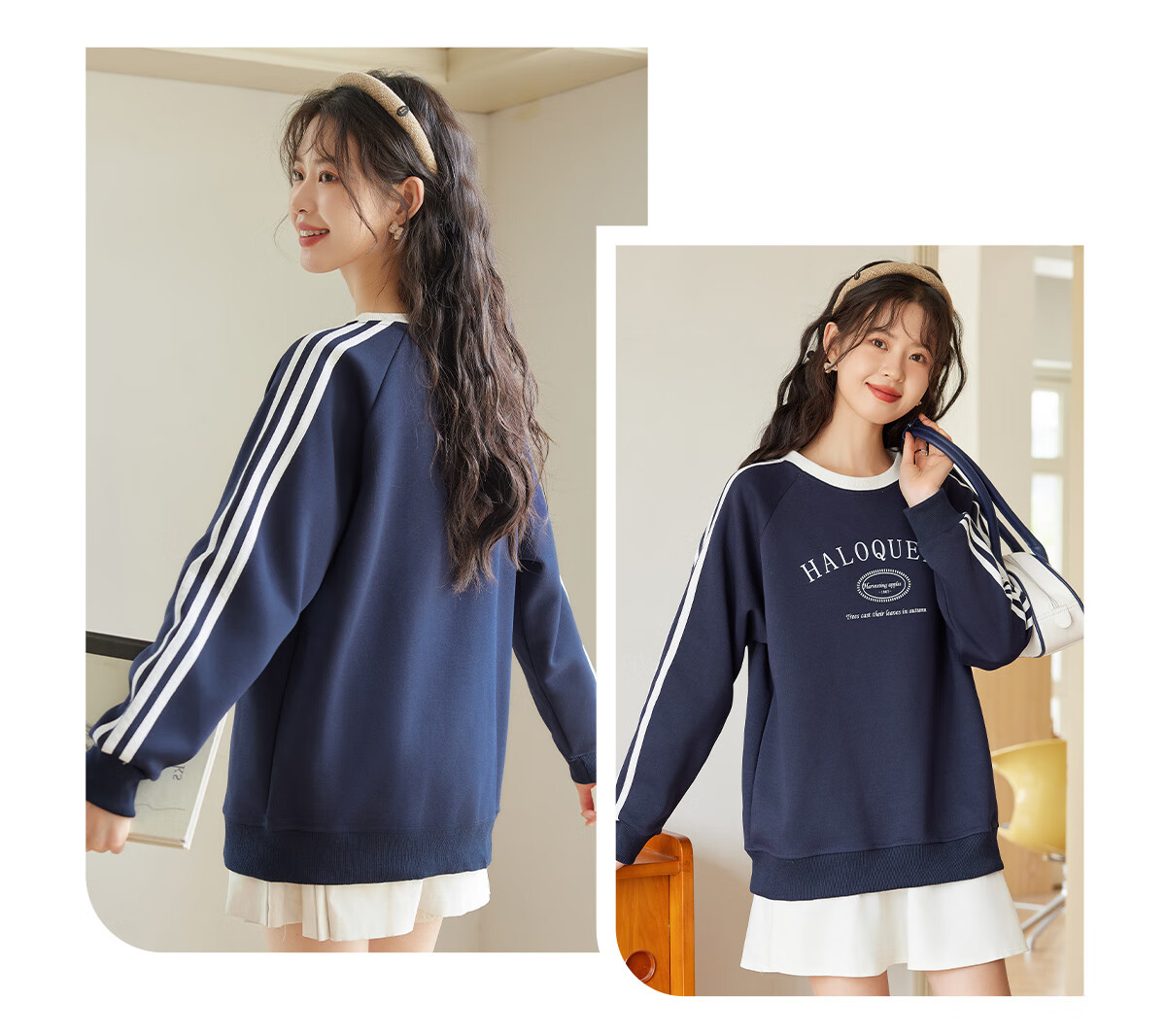 Halo Queen Women's Sweatshirt, Round Neck, Striped, Fashionable New Year Red, Casual Style, Loose-Fitting Top Jacket H143W1017 16