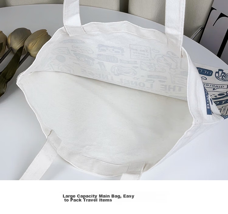 Right Away Canvas Bag, Women's Handbag, Shopping Tote Bag, Eco-Friendly Bag, Large Capacity, for Female Students, Big Size Fabric Bag 10