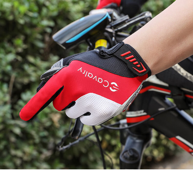 CAVALRY Silicone Full-Finger Gloves for Men And Women, Long-Finger Road And Mountain Bike Shock-Absorbing Gloves Cycling Gear, Black-Gray XL 3