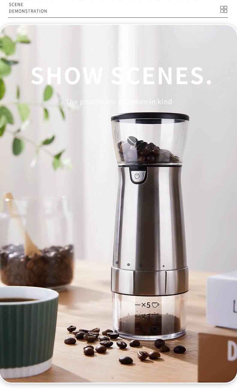 TEOTM Coffee Grinder, Portable Small Home Use Manual Grinder, Automatic Coffee Machine, Electric Bean Grinder 15