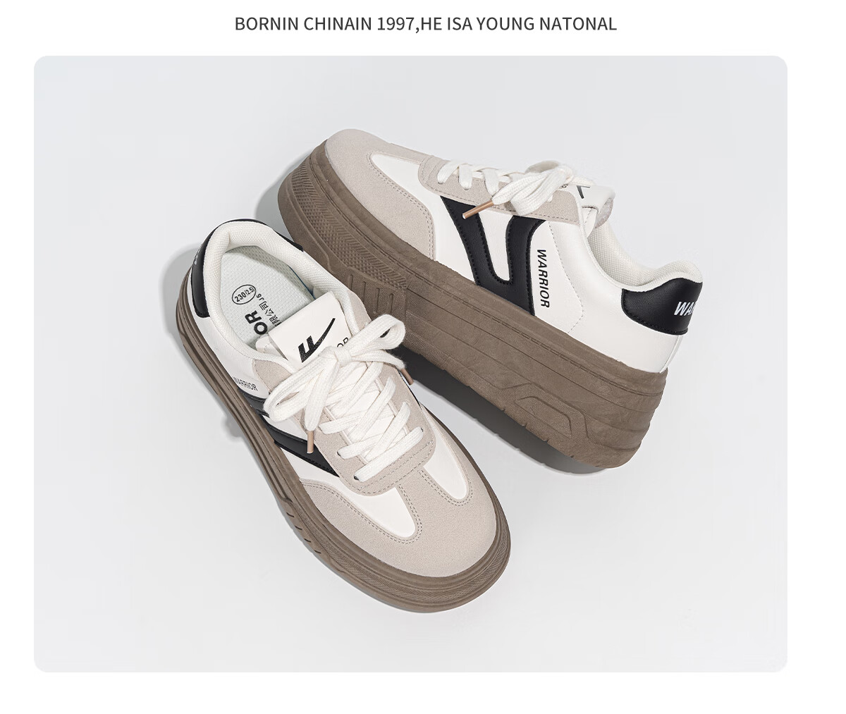 Huili Women's Shoes Spring Thick-Soled Training Shoes Versatile Comfortable Sneakers for Female Students Sports Casual Shoes Beige/white 39 20