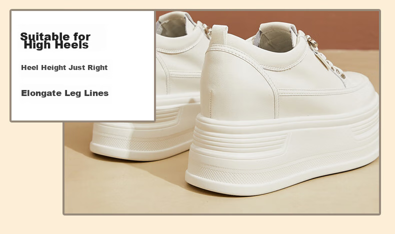 DAPHNE Thick-Soled Height-Increasing Casual Shoes for Women, Classic Sneakers, Height-Increasing Slimming White Shoes for Petite Women, White, Size 35 15