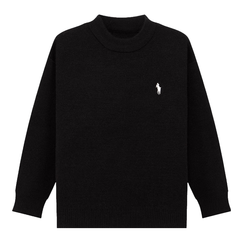 Zuoxi Boys' Sweater, Solid Color Children's Warm Winter Clothing, 2025 New Style for Older Boys, Autumn And Winter Knitwear, Black, Size 120