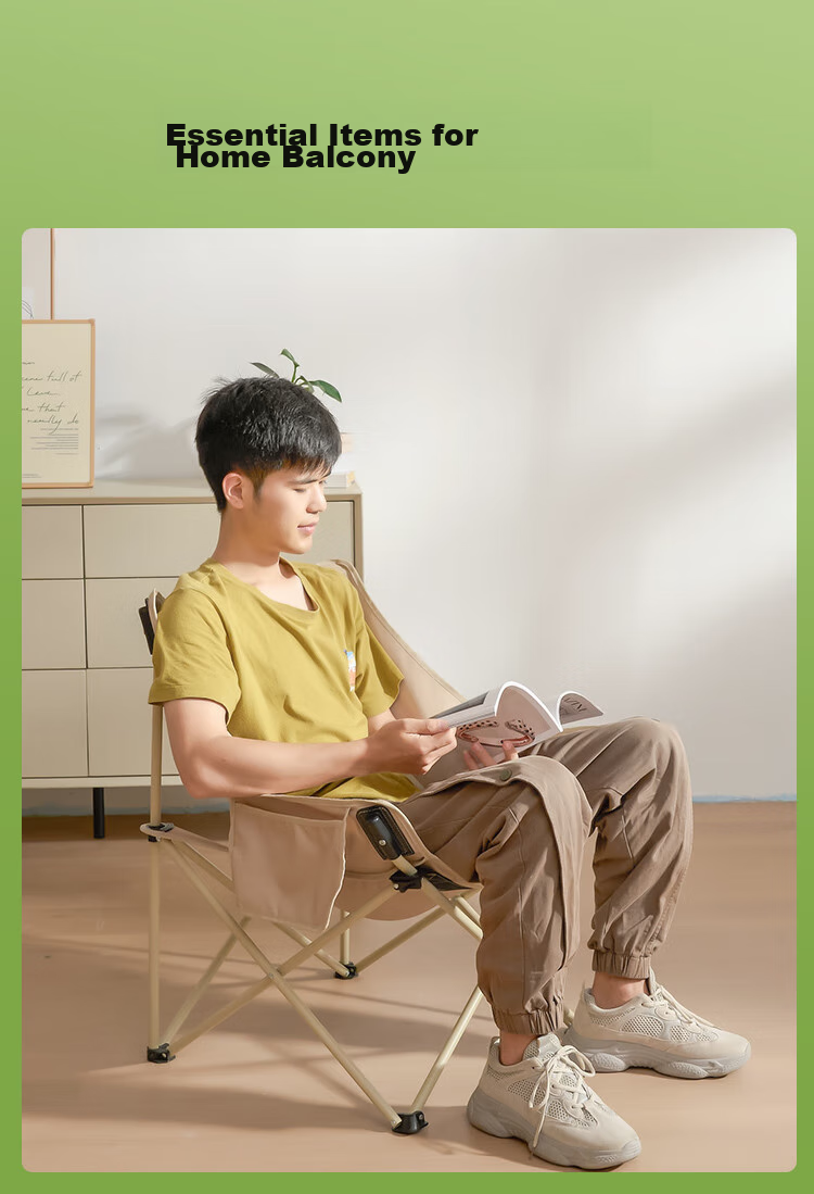 JD Original Outdoor Folding Chair, Portable Folding Moon Chair, Camping Chair, Folding Stool, Beach Chair, Fishing Chair, Extra Large Model 8