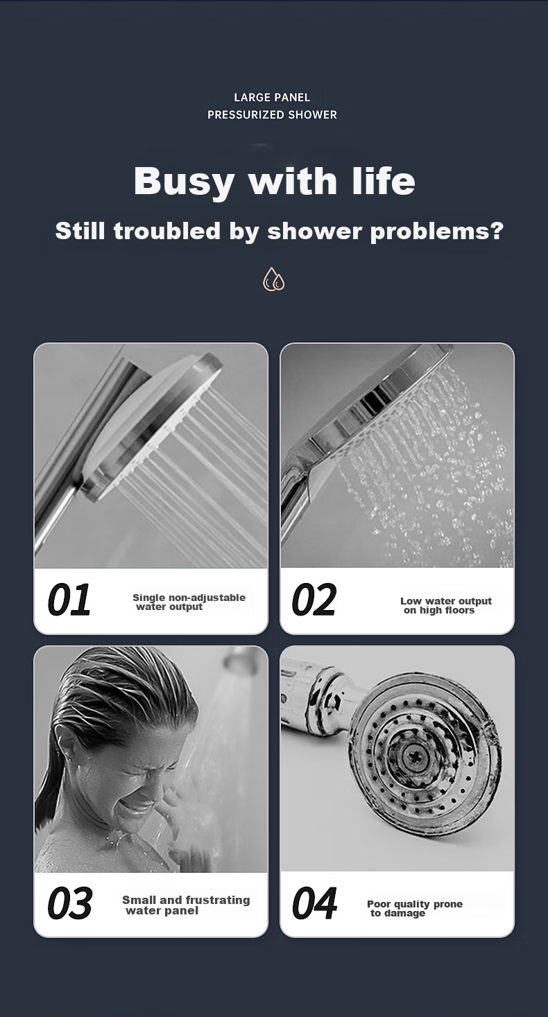 Muvi High-Pressure Shower Head Set, Complete Spray Kit, Bath Shower Head with Hose, High-Pressure Bathroom Handheld Shower Head 3
