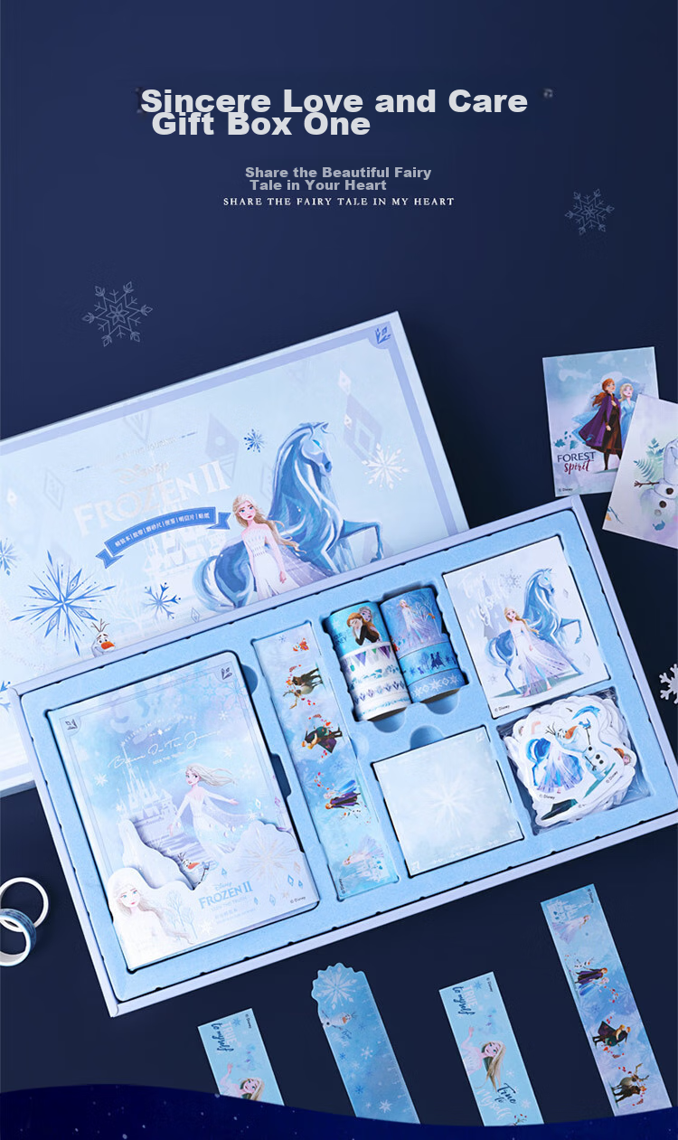 Disney Stationery Notebook, Journal, Gift Box, High-Quality Notebook, Children's Birthday Gift, Elsa Princess Light Blue, for Girls Aged 10-12 4