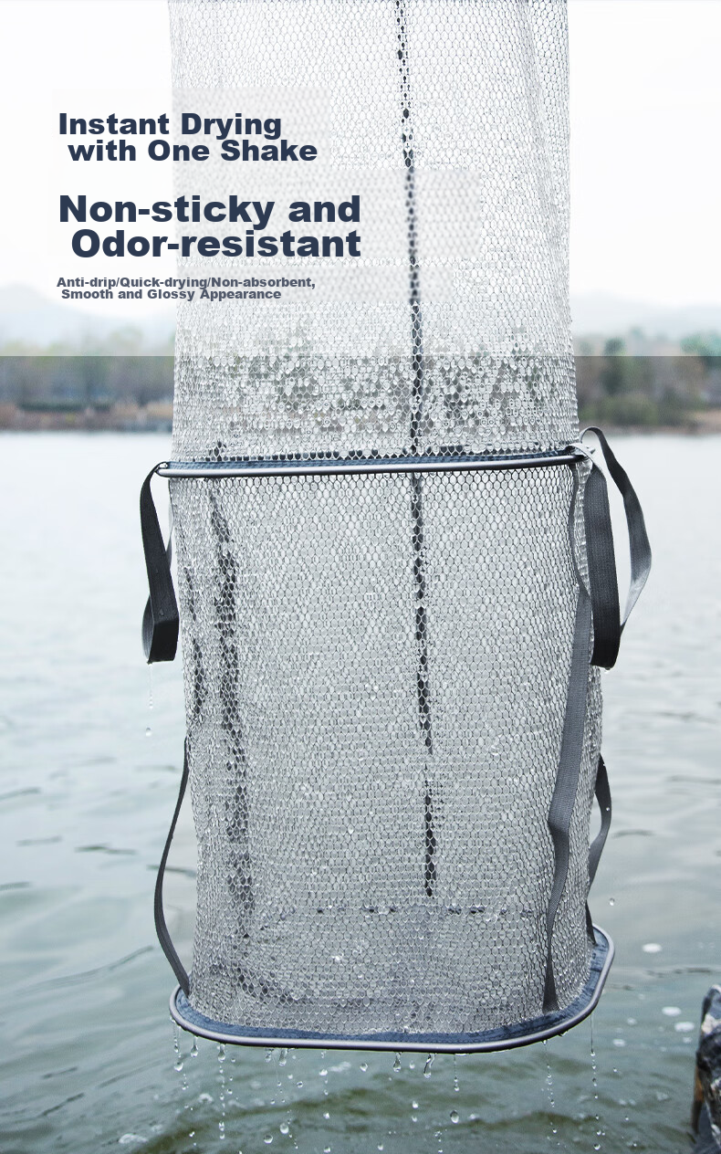 Minjianyiren Square Fish Keeper, Quick-Drying, Portable for Wild Fishing, Small Fish Protector Net, Coated Anti-Snagging Fish Holder, Black Pit Fish Keeper Net 7