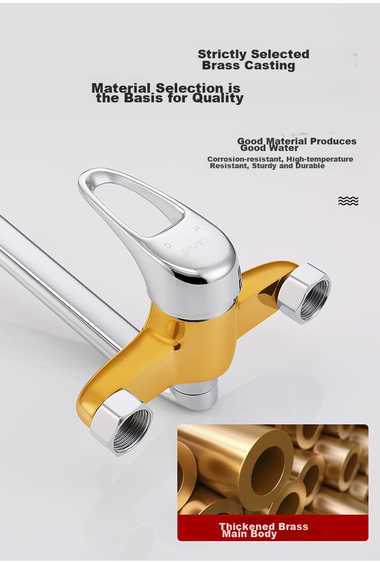 Larsd Wall-Mounted Kitchen Faucet, Hot And Cold Rotatable Sink Faucet for Vegetable Washing Basin And Balcony, Mixing Valve Faucet LD75012 5
