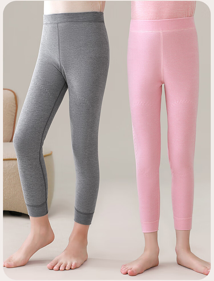 MiiOW Children's Thermal Pants, Girls' Autumn And Winter Knee Protection, Fleece-Lined Thickened Leggings, for Older Girls to Wear Underneath, Pink, Size 170 2
