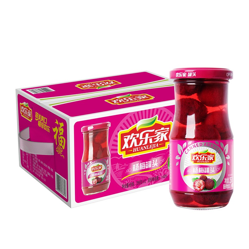 欢乐家杨梅罐头256g*12瓶 新鲜水果罐头礼盒送礼 休闲零食