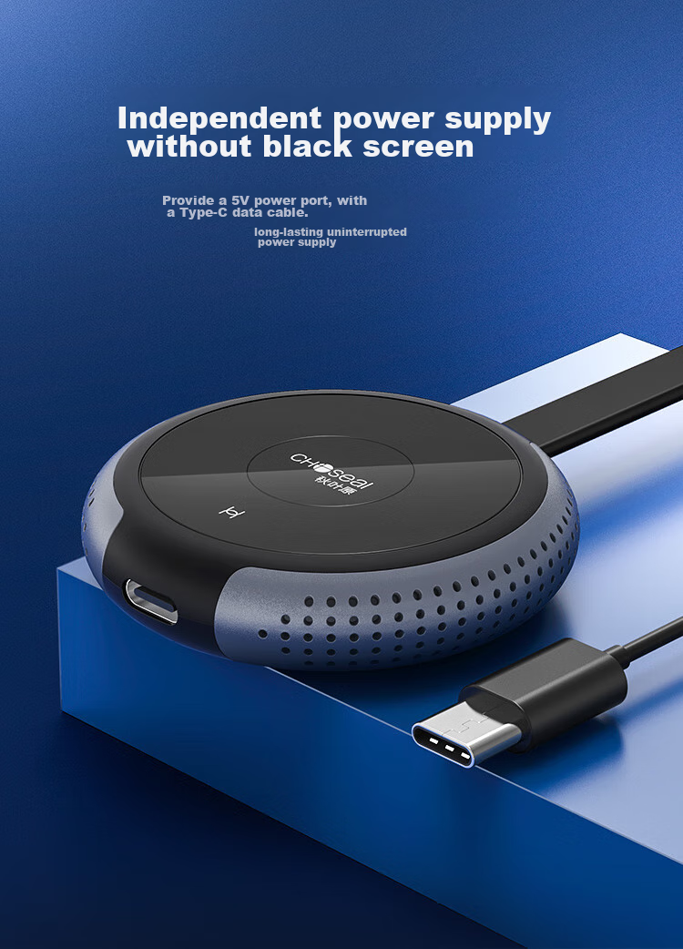 CHOOSEAL (CHOSEAL) Wireless Screen Mirroring Device for Mobile Phones, 4K HD HDMI Audio And Video Synchronization Transmitter, Supports Landscape And Portrait Screens, Compatible with Apple And Android Phones, Computers, TVs, Monitors, And Projectors 9