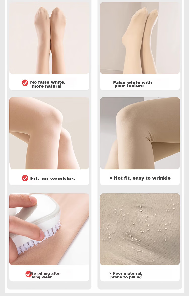 JOAE [Bare Leg Miracle] Sheer Skin-Tight Base Layer Stockings for Women, Spring And Autumn Nude-Colored Fleece-Lined Pantyhose, Black Footed 2