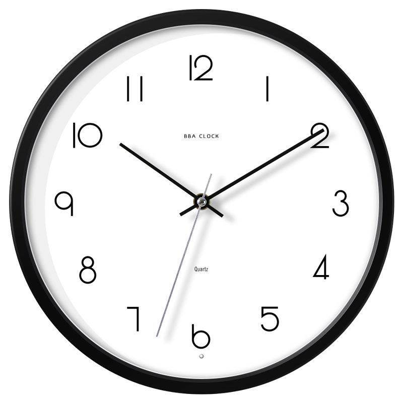 BBA Wall Clock, Creative Night Light, Living Room Wall-Mounted, Home Use Luminous Wall Clock, Bedroom Timepiece, Simple Black - Ambient Light, 30cm