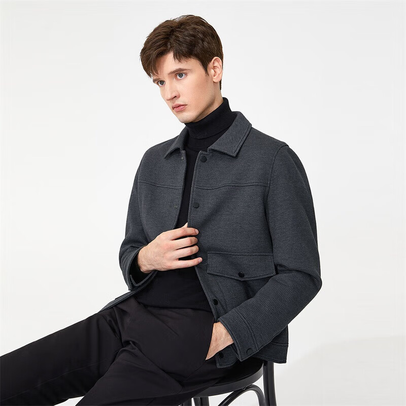 Goldlion GY [Containing Cotton Wool] Men's Jacket, Autumn And Winter Lapel Jacket, JWF1799-LK120 Gray, 2XL
