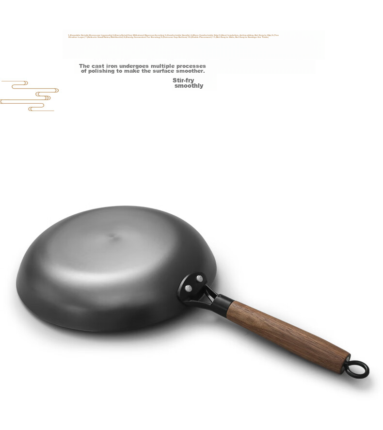 Dianjiang Cast Iron Skillet, 26cm, Non-Coated, Traditional Pan for Home Use, Breakfast Frying, And Steak Cooking 7