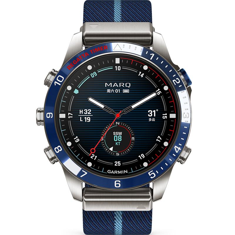 GARMIN MARQ (Gen2) Captain, Woven Strap, Blood Oxygen, Running, Golf, Outdoor Sports Watch
