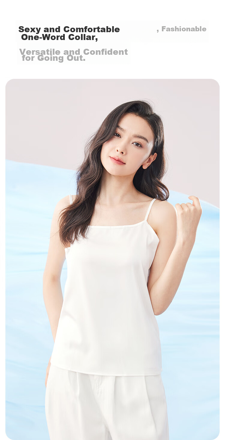 MiiOW Women's Camisole Tank Top for Spring And Autumn, Inner Wear Or Outer Wear, Beautiful Back Design, Faux Silk Thin Strap Basic Versatile Undershirt 9