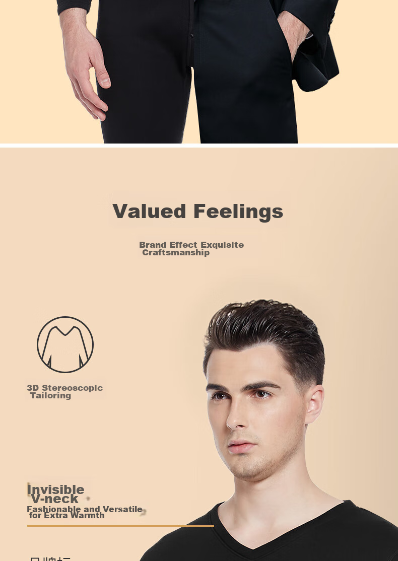 SEPTWOLVES [Double Warmth] Thermal Underwear for Men, Autumn And Winter Fleece-Lined Thick Undershirt, Invisible V-Neck Fashion Base Layer Top 13