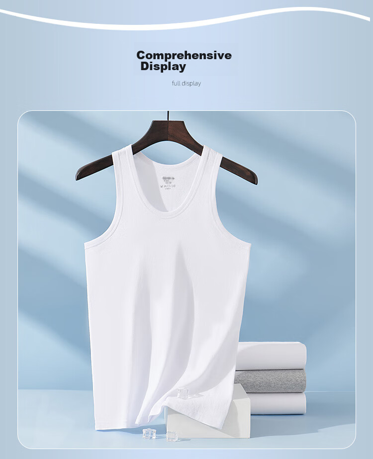 Yiershuang [3-Pack] Men's Cotton Vest Sports Fitness Sweat-Absorbing Breathable 100% Cotton Tank Top Plus Size Undershirt 11