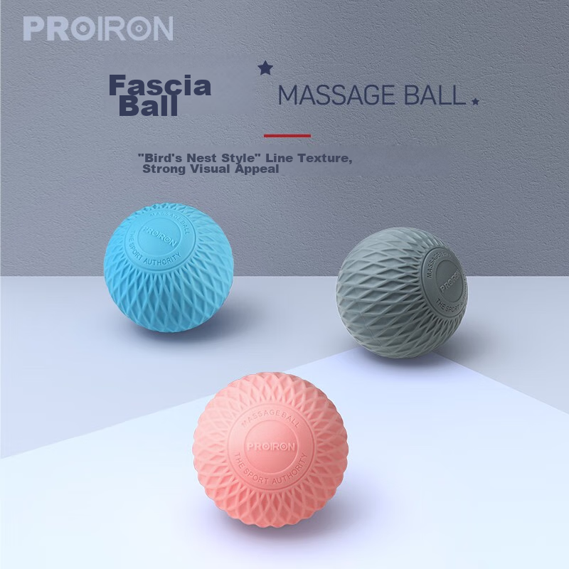 Мяч для массажа PROIRON, для стоп, спины, плеч и шеи, для расслабления мышц свода стопы, с узором "Птичье гнездо", серый