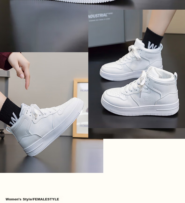 Paul frank Casual High-Top Sneakers for Women And Men, Couples' Soft-Soled Versatile Campus Sports White Shoes 222U White Men's Size 41 6