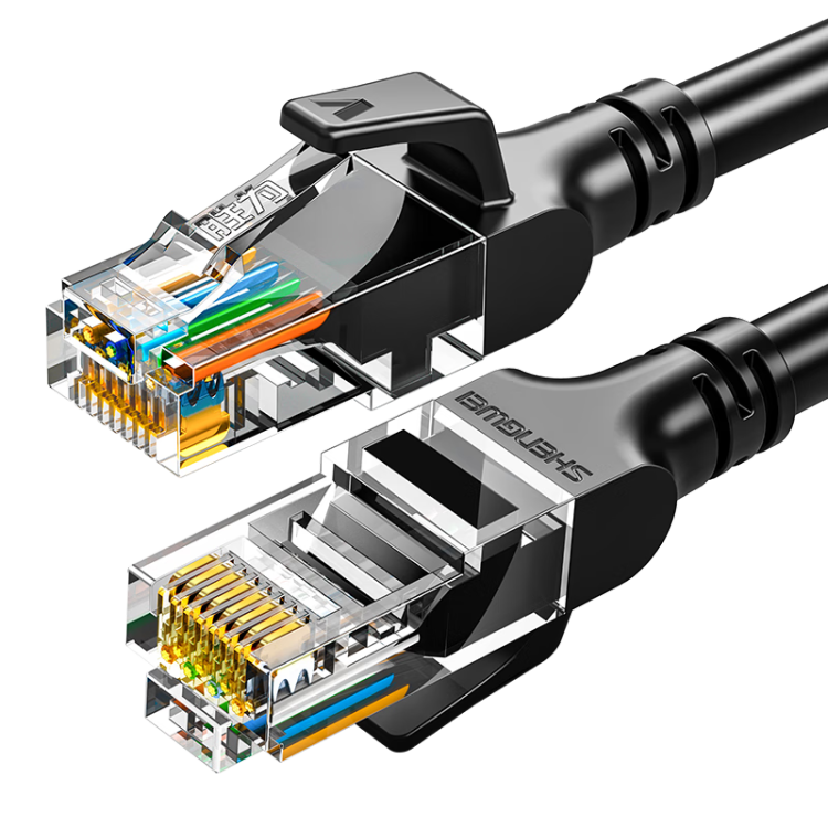 Shengwei CAT6 Gigabit Ethernet Cable, High-Speed Broadband Network Cable, 8-Core Twisted Pair Patch Cord for Engineering Monitoring, Computer Router, Home Use, Black, 50 Meters, LC-1250G