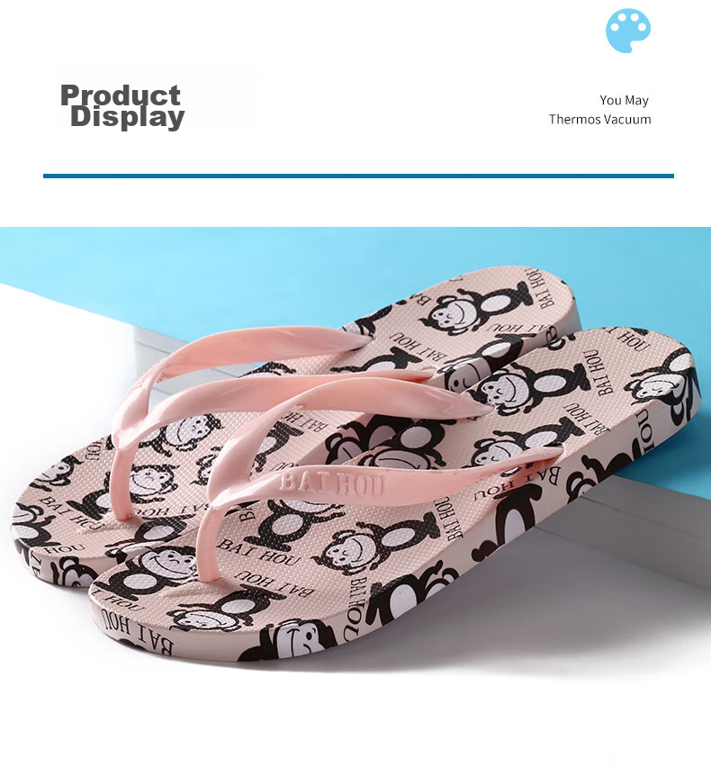 BAIHOU Flip-Flops for Men And Women, Outdoor Wear Cartoon Print Couple Non-Slip Thong Sandals R-16 Gray 34-35 19