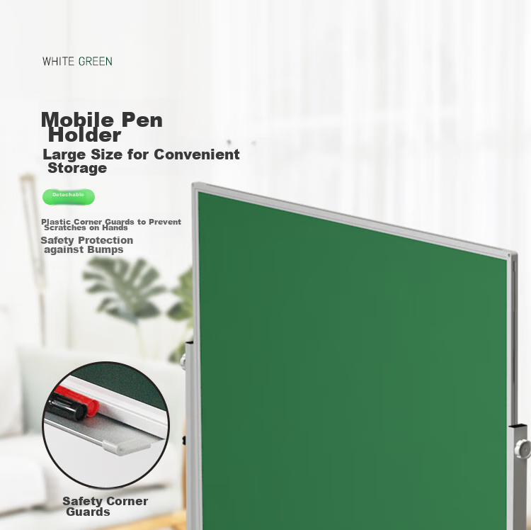 BBNEW 60*90cm Double-Sided Magnetic White And Green Board, Office Teaching Conference Classroom Double-Sided Chalkboard for Home Use, Children's Blackboard, Height Adjustable And Flip-able, NEWV-L6090 6