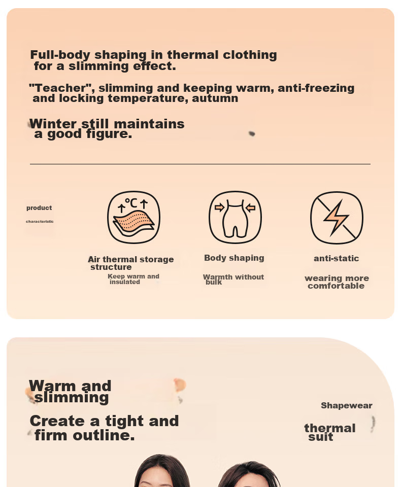 LUCKMEEY Women's Thermal Underwear Set, Shaping And Slimming, New Spring And Autumn Style, Base Layer for Body Contouring, Slimming Top And Pants 2