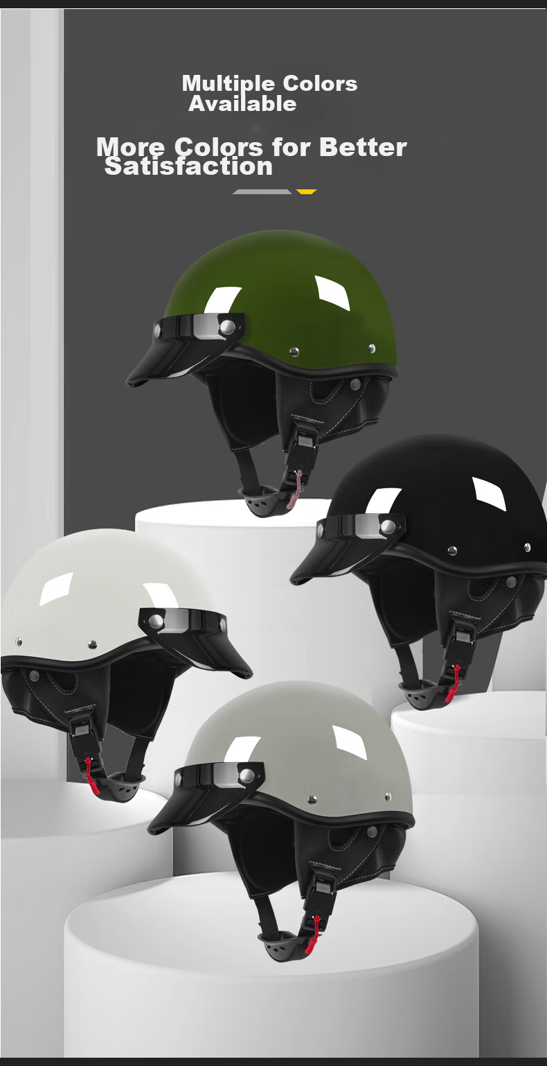 MYARMOR Motorcycle Helmet, New National Standard, Electric Vehicle 3C Certified, Retro Half Helmet, Unisex for All Seasons, Personalized Motorcycle Safety Helmet, M(57-58), Khaki White 14