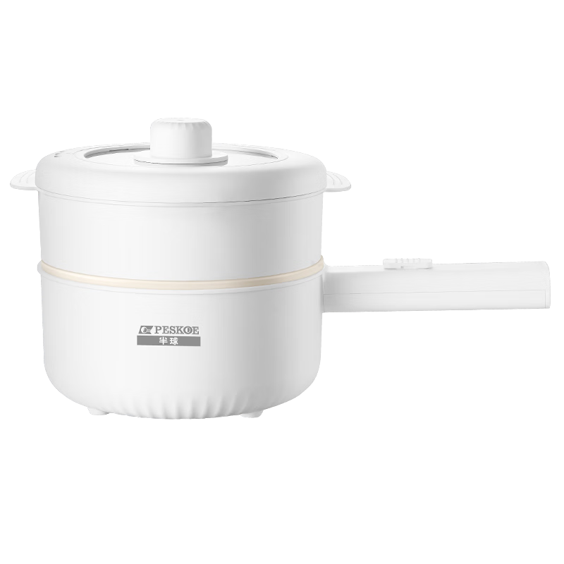 PESKOE Titanium Coated Electric Cooking Pot 1.6L Electric Hot Pot Electric Frying Pan Small Electric Pot Multifunctional Hot Pot Noodle Cooker GY-001