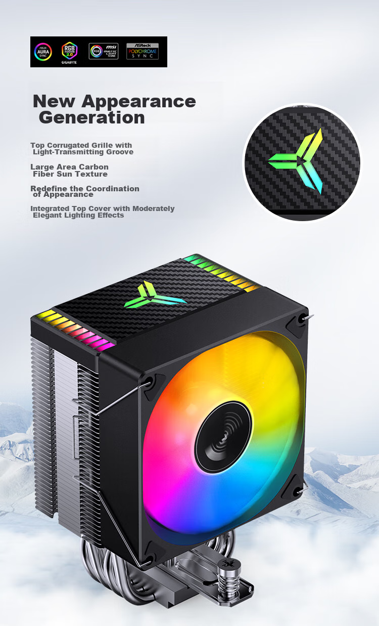 JONSBO CR-1400EVO ARGB Edition CPU Air Cooler (Nickel-Plated 4 Heat Pipes/ARGB Sync/PWM Fan/130mm Height/Multi-Platform/Thermal Paste Included) 11