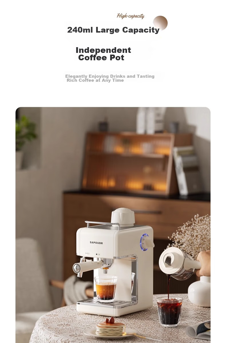 Saipuda EA39 Home Semi-Automatic Coffee Machine Small Italian Style Milk Frother American Office Dormitory All-in-One Grinder Black JD Self-Operated 13