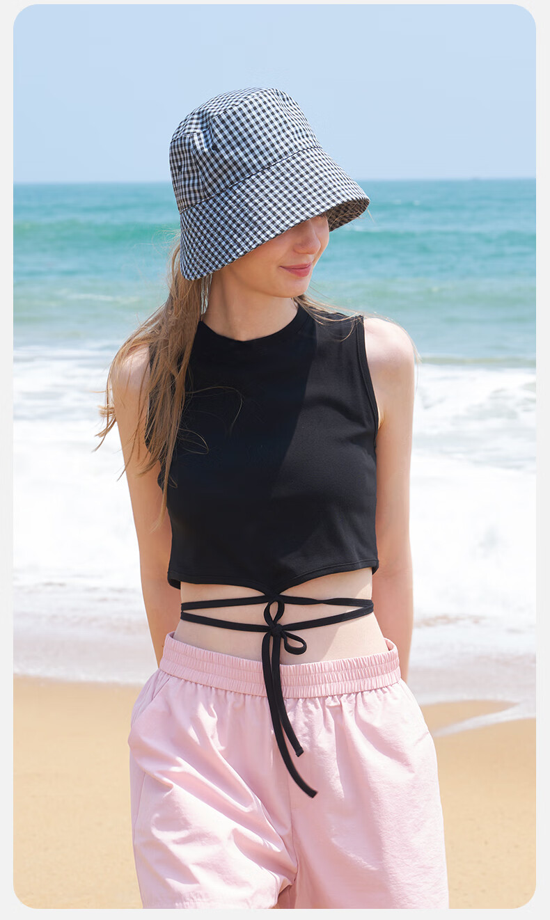 Kenmont Foldable Grid All-Cotton Versatile Sun Protection Fisherman Hat for Women, Spring And Summer Circumference Sun Visor Hat, Face-Slimming Effect, 6082 1