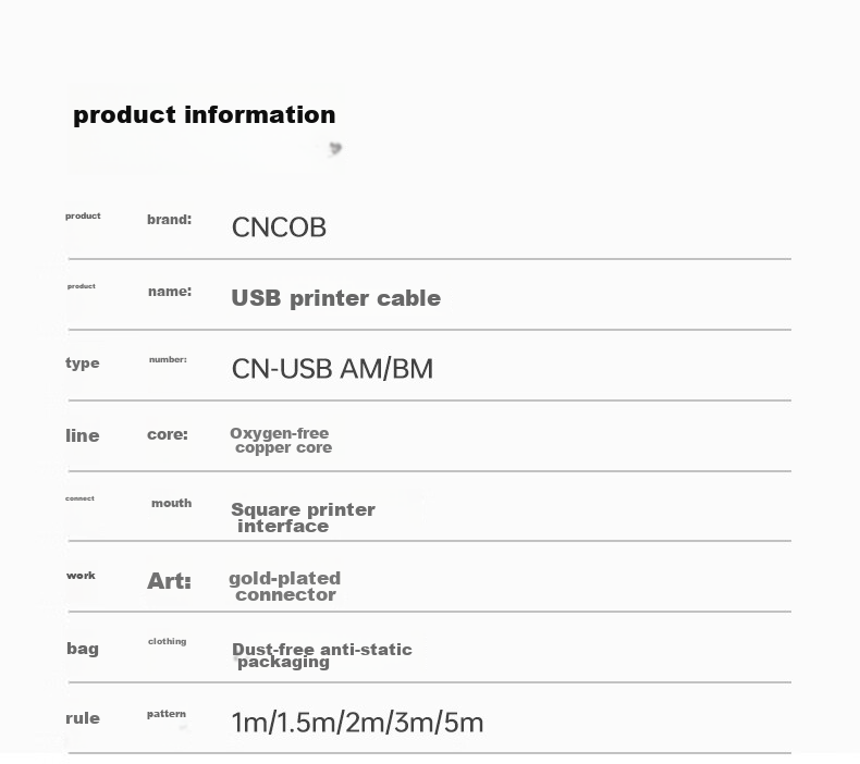 CNCOB High-Speed Printing Cable, USB2.0 AM/BM Square Connector, Universal for HP Canon Epson D-Type Printers, Extended Data Connection Cable, 2 Meters 10
