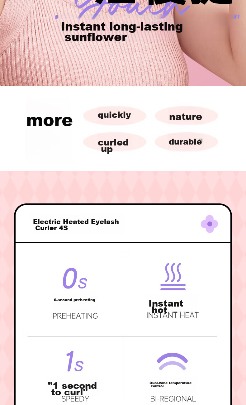 CENCI Electric Eyelash Curler, 4S Automatic Heating Eyelash Curling Tool, Shaping Device for Eyelashes, Holiday Gift for Wome 2