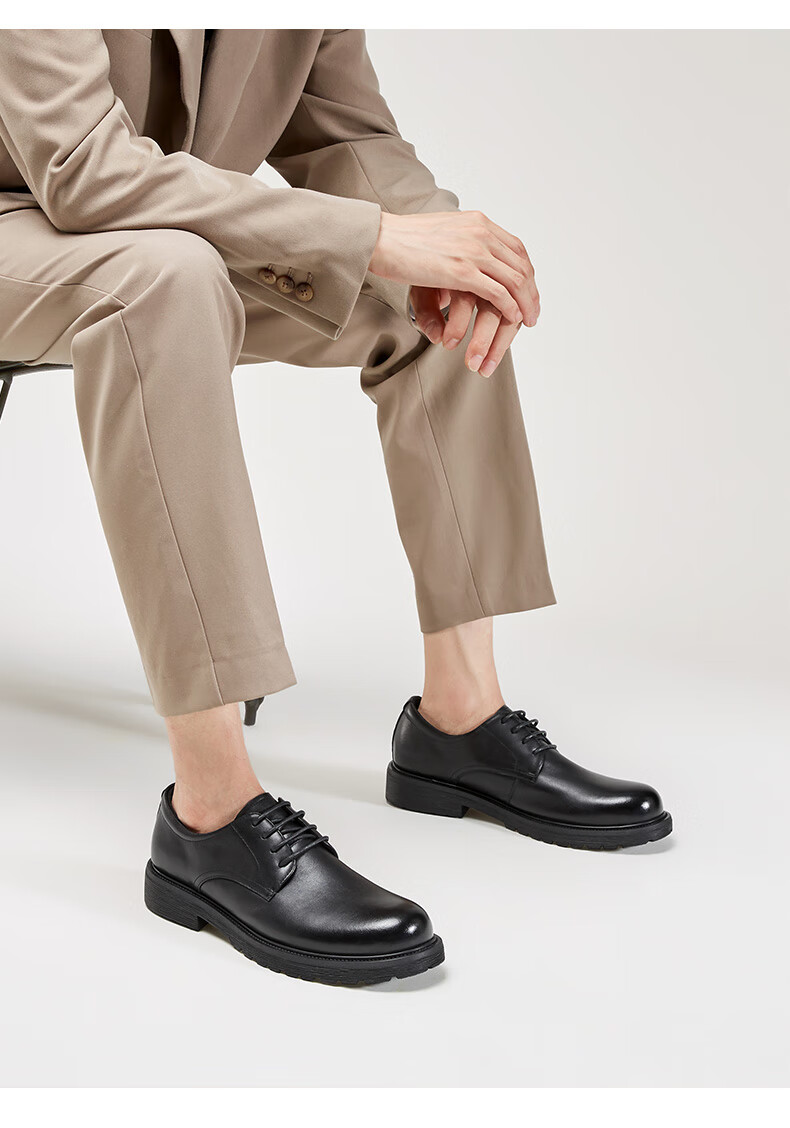Yierkang Men's Shoes, Round Toe Lace-Up Wedding Shoes, Formal Derby Shoes, Business Leather Shoes, 97931W, Black, Size 40 5