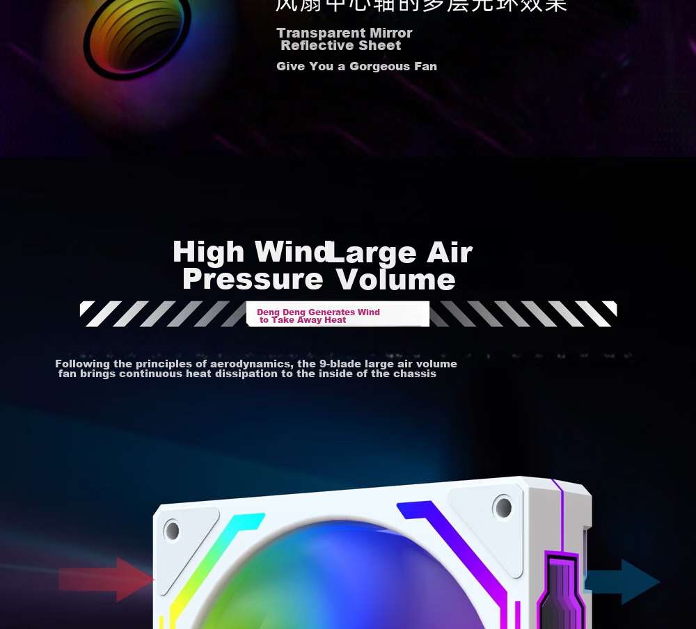 GALAX Dream Mirror PRO 2nd Gen 12cm Case Fan White Reverse (ARGB Sync/PWM Smart Control/Silicone Dampers/Low Noise/Chainable) 7